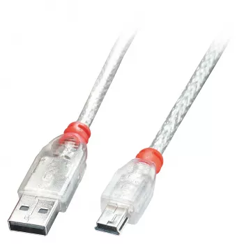 Lindy 0.5 m USB 2.0 kabelis — Type A uz Mini-B, caurspīdīgs