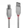 Lindy 2m USB 2.0 Type A to B kabelis, Anthra Line, pelēks, 2 m, USB A, USB B, USB 2.0, 0,48 Gbit/s, pelēks