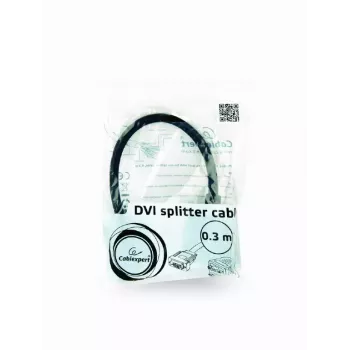 Video kabeļa adapteris GEMBIRD, DVI-I uz 2 × VGA (D-Sub), 0,3 m, melns