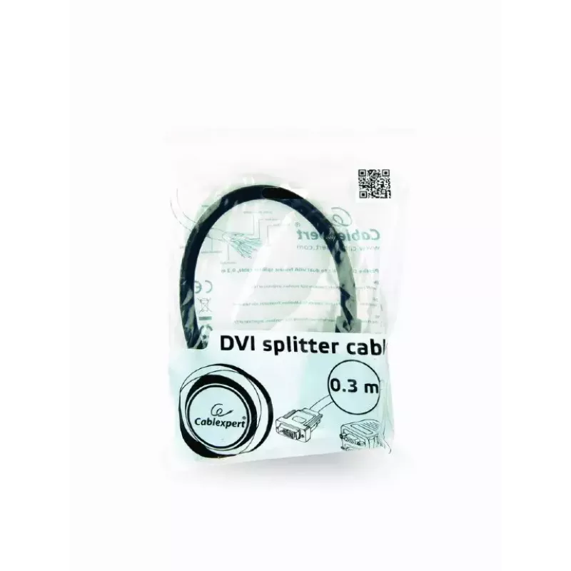 Video kabeļa adapteris GEMBIRD, DVI-I uz 2 × VGA (D-Sub), 0,3 m, melns