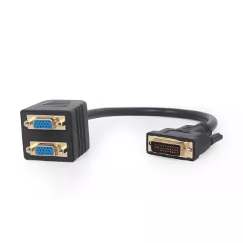Video kabeļa adapteris GEMBIRD, DVI-I uz 2 × VGA (D-Sub), 0,3 m, melns