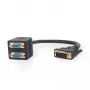 Video kabeļa adapteris GEMBIRD, DVI-I uz 2 × VGA (D-Sub), 0,3 m, melns