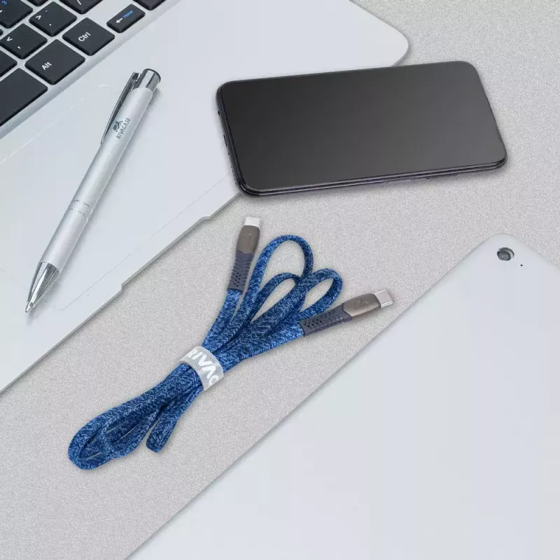 USB kabelis Rivacase PS6105 BL12 USB 2.0 1.2m USB C zils