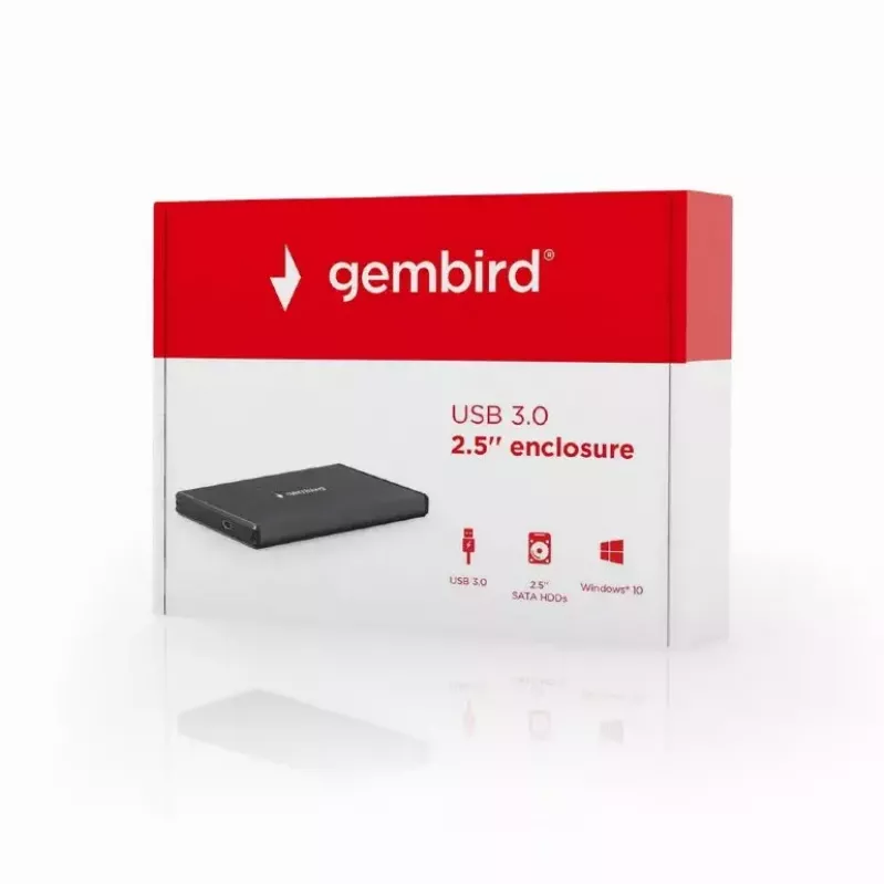 GEMBIRD EE2-U3S-3 HDD korpuss 2,5 collu SATA diskiem, 1 nodalījums, Micro-USB B, USB 3.2 Gen 1, līdz 2 TB, melns