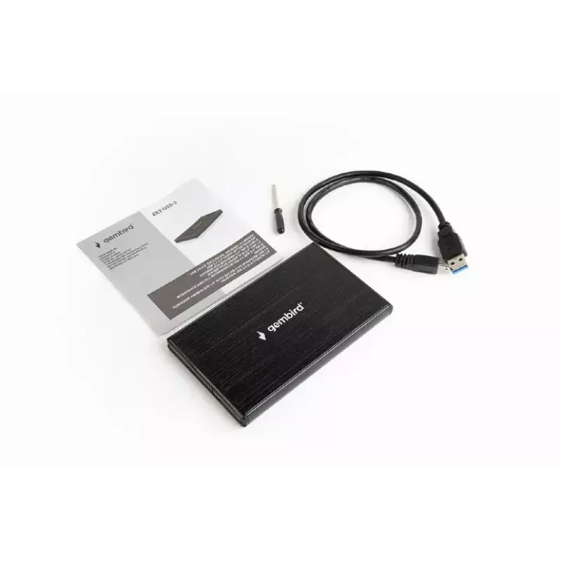 GEMBIRD EE2-U3S-3 HDD korpuss 2,5 collu SATA diskiem, 1 nodalījums, Micro-USB B, USB 3.2 Gen 1, līdz 2 TB, melns