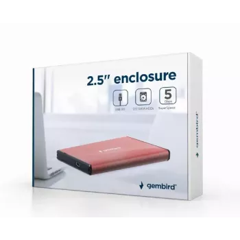 HDD korpuss Gembird EE2-U3S-3-P 2,5 collu SATA diskdziņiem, vienvietīgs, 5 Gb/s, rozā