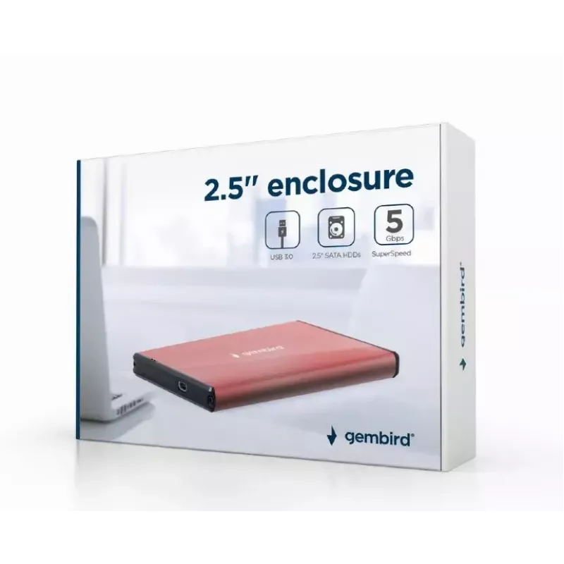 HDD korpuss Gembird EE2-U3S-3-P 2,5 collu SATA diskdziņiem, vienvietīgs, 5 Gb/s, rozā
