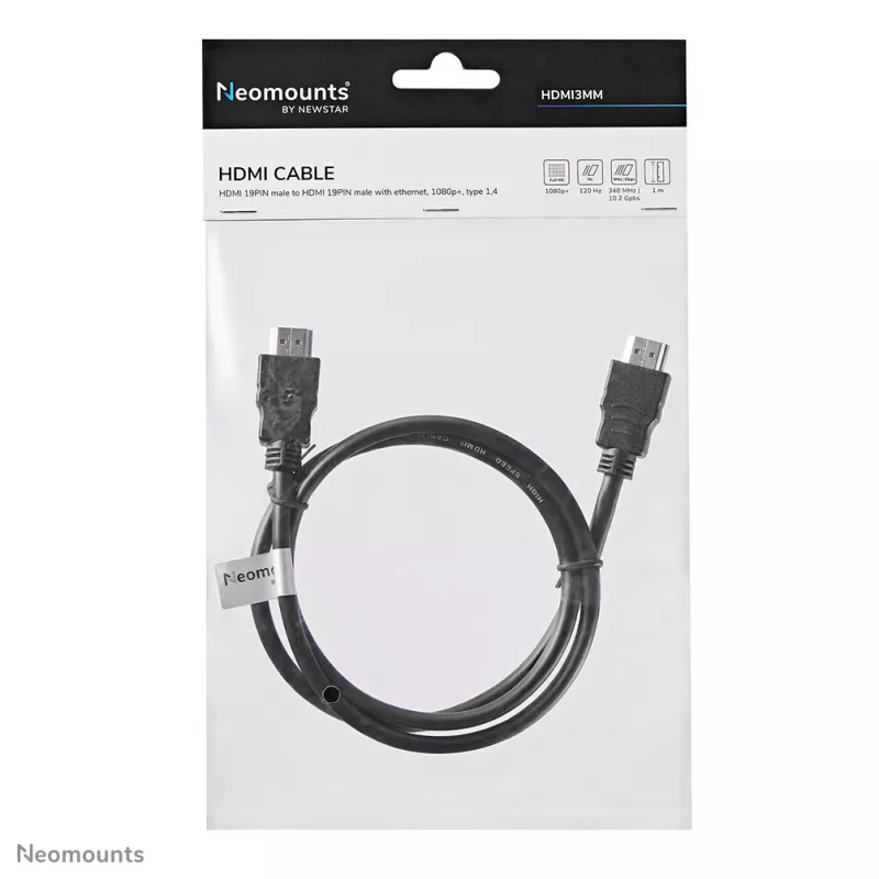 Neomounts HDMI3MM HDMI kabelis - 1 metrs, 1 m, HDMI Type A (Standard), HDMI Type A (Standard), 10.2 Gbit/s, melns