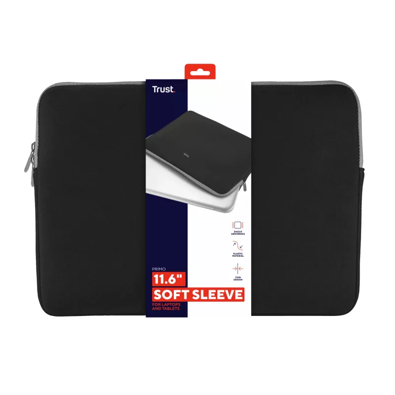 Trust 21254 piezīmjdatora futrālis 29,5 cm (11,6 collu) Uzmavas futrālis Melns