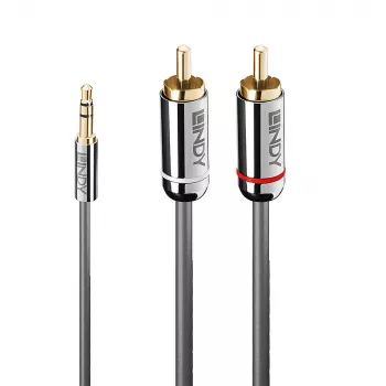 Lindy 5m 3.5mm uz Phono audio kabelis, Cromo Line, 3.5mm, vīrišķais, 2 x RCA, vīrišķais, 5 m, antracīta