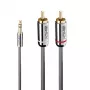 Lindy 5m 3.5mm uz Phono audio kabelis, Cromo Line, 3.5mm, vīrišķais, 2 x RCA, vīrišķais, 5 m, antracīta