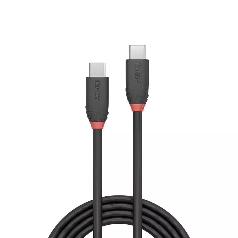 Lindy 1m USB 3.2 Type C to C kabelis, 20 Gbps, Melns Line