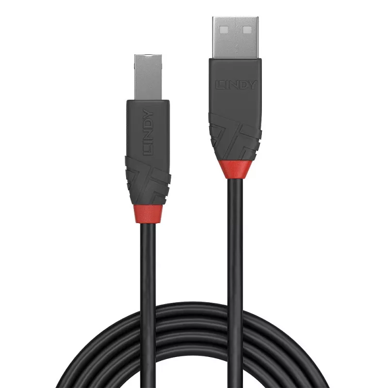 Lindy 10m USB 2.0 A tipa uz B tipa kabelis, Anthra Line