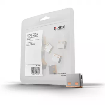 Lindy USB Port Blocker (bez atslēgas) - Iepakojumā 10 gab., krāsu kods: oranža