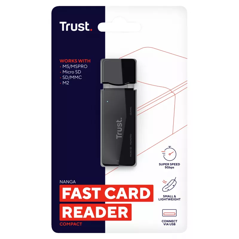 Trust NANGA karšu lasītājs USB 3.2 Gen 1 (3.1 Gen 1) Type-A melns
