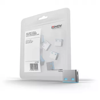Porta bloķētājs Lindy USB Port Blocker bez atslēgas, 10 gab. iepakojumā, krāsu kods zils