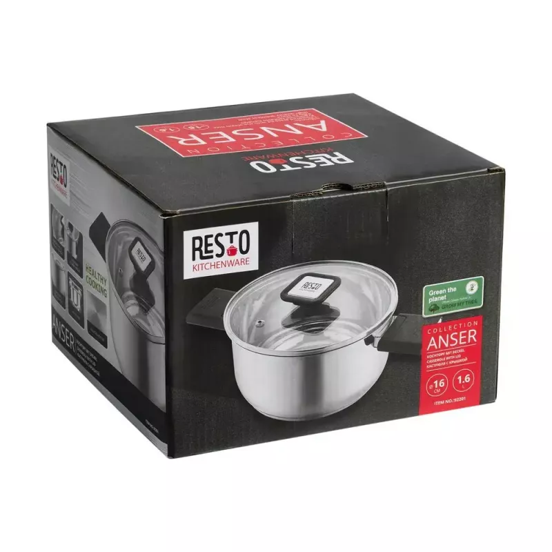 Kitchenware Resto Anser 1,6 L apaļš melns nerūsējošais tērauds