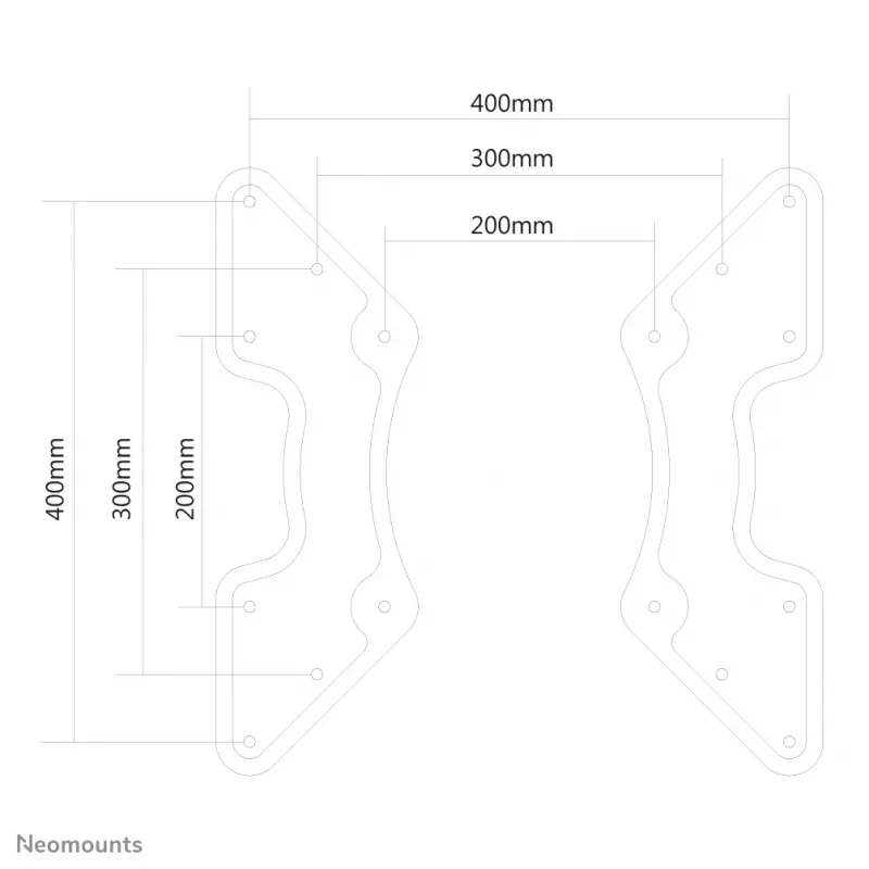 NEWSTAR VESA pārveidošanas plāksne no VESA 200x200 uz 400x200, 400x400 - Melna