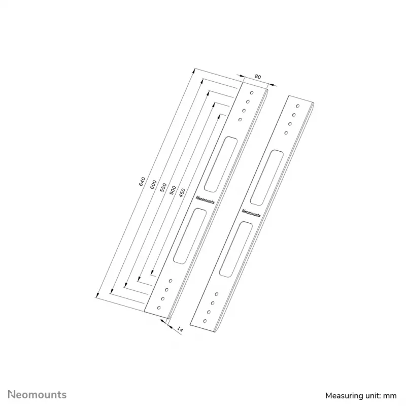 Neomounts AWL-250BL16 VESA pagarinājuma komplekts 400x600 640 mm augstums