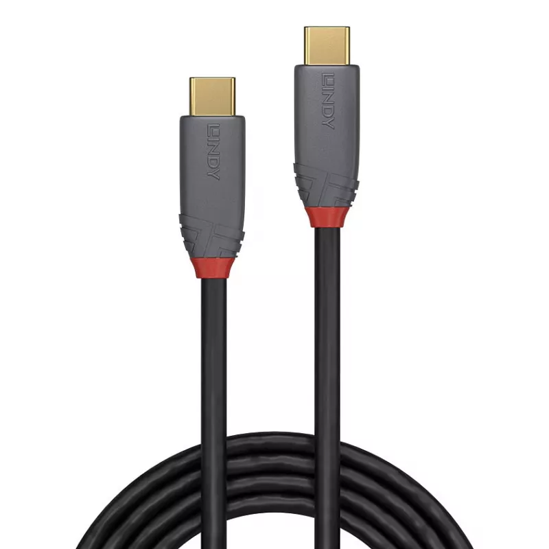 Lindy 1m USB 3.2 Type C to C kabelis, 20Gbps, 5A, PD, Anthra Line