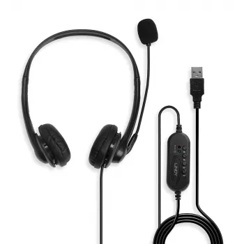 Headset Lindy USB Type A vadu austiņas ar līnijas vadību