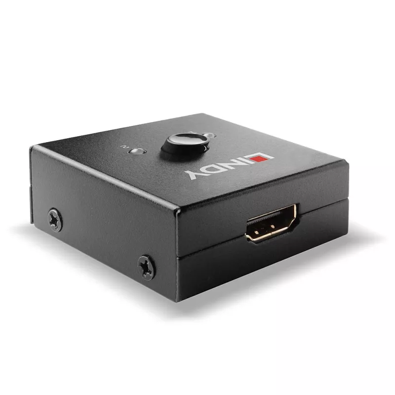 Lindy 2 Portu HDMI 18G Divvirzienu slēdzis, HDMI, metāls, melns, 60 Hz, 18 Gbit/s, 3840 x 2160 pikseļi