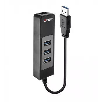 USB centrmezgls un Gigabit Ethernet pārveidotājs Lindy 43176