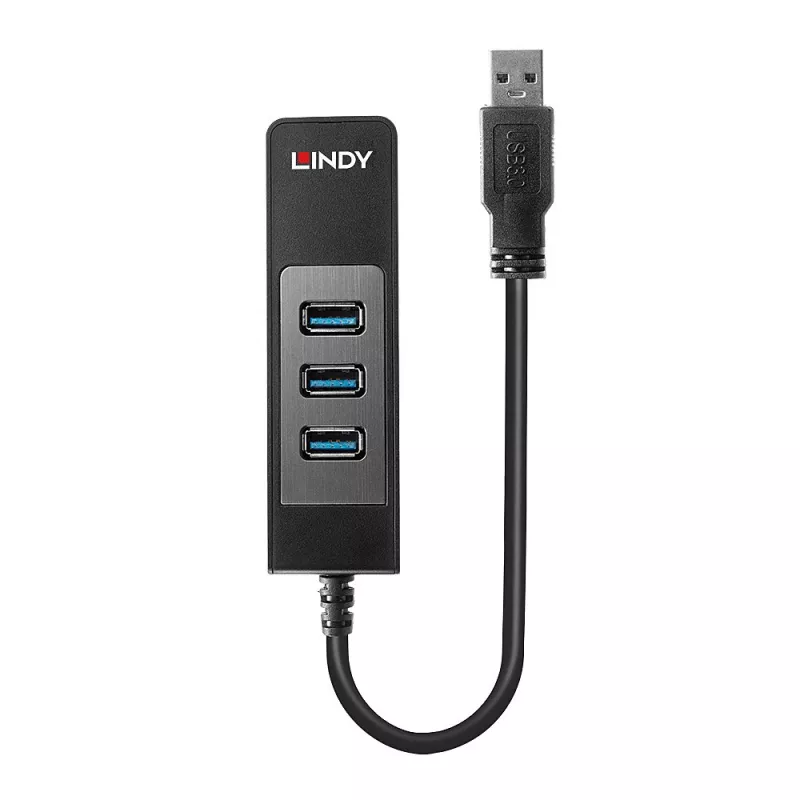 USB centrmezgls un Gigabit Ethernet pārveidotājs Lindy 43176
