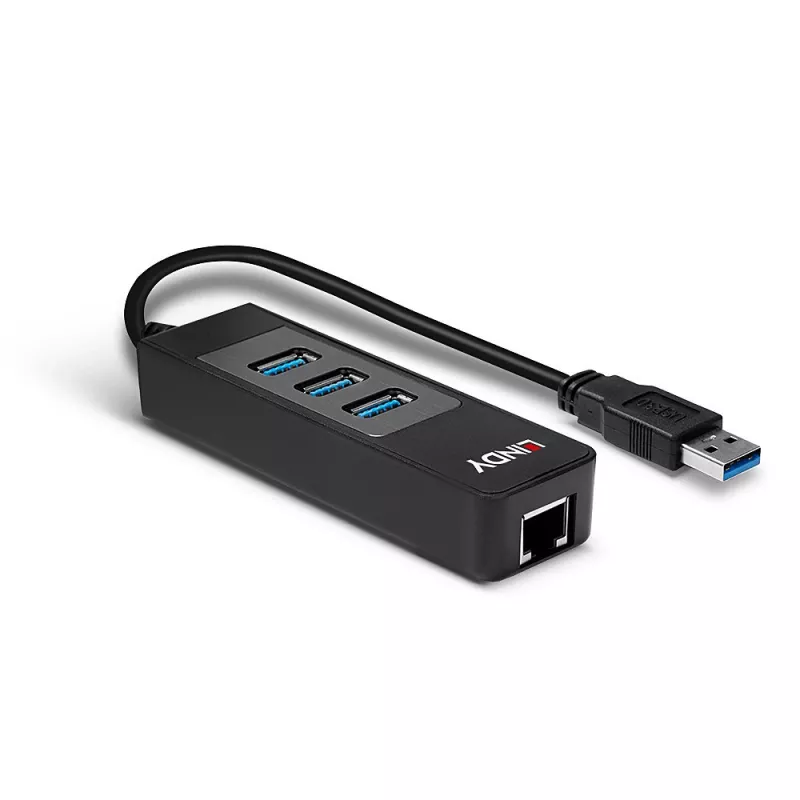 USB centrmezgls un Gigabit Ethernet pārveidotājs Lindy 43176
