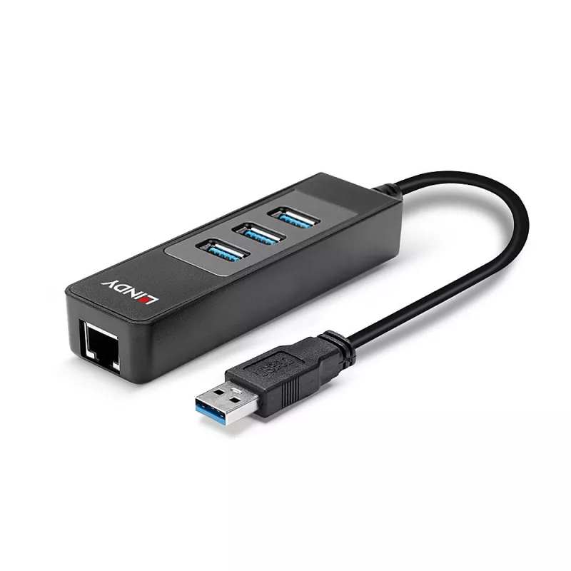 USB centrmezgls un Gigabit Ethernet pārveidotājs Lindy 43176