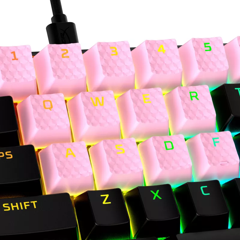 Tastatūras vāciņš HyperX Rubber Keycaps Gaming Accessory Kit rozā US izkārtojums HyperX un Cherry MX stila slēdžiem