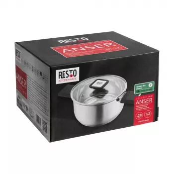 Resto Kitchenware Anser 3,2 l apaļa, melna nerūsējošā tērauda panna