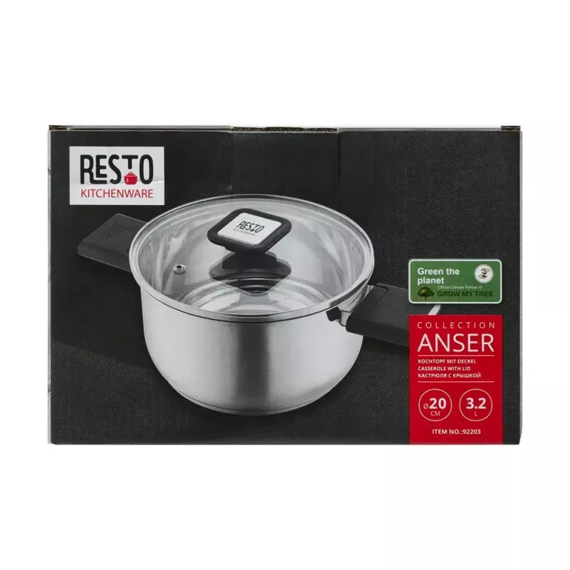 Resto Kitchenware Anser 3,2 l apaļa, melna nerūsējošā tērauda panna