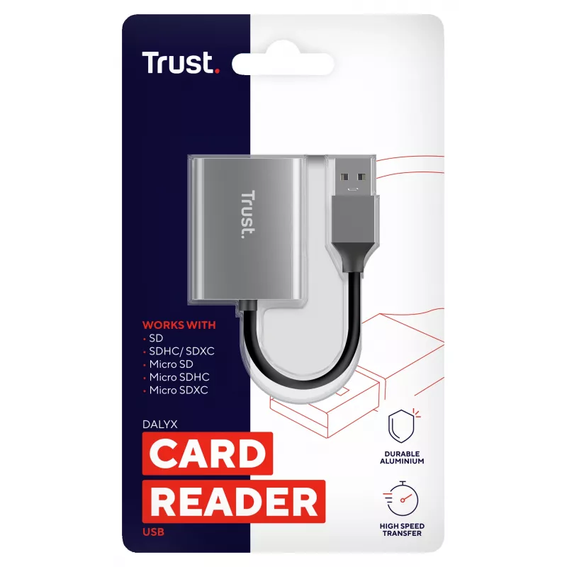 Trust Dalyx karšu lasītājs USB 3.2 Gen 1 (3.1 Gen 1) Alumīnijs