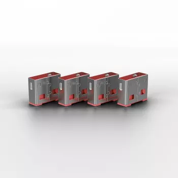 Portu bloķētājs Lindy USB Port Blocker, iepakojumā 4 gab., krāsu kods rozā
