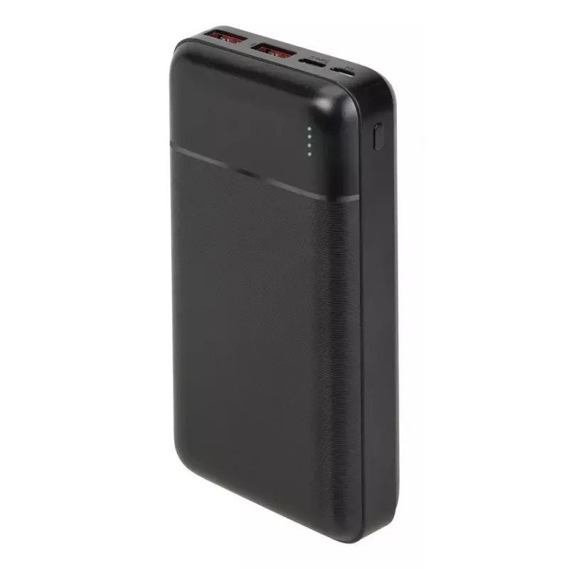 Pārnēsājamais ārējais akumulators Rivacase VA2102 litija polimēra 20000 mAh, Quick Charge 3.0, 2×USB-A + 1×USB-C, 22,5 W, melns