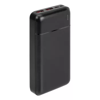 Pārnēsājamais ārējais akumulators Rivacase VA2102 litija polimēra 20000 mAh, Quick Charge 3.0, 2×USB-A + 1×USB-C, 22,5 W, melns