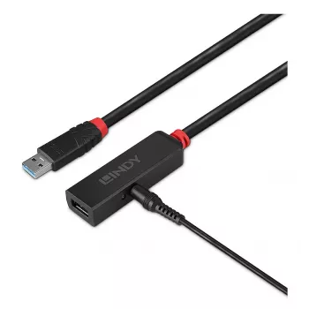 Lindy 3m USB 3.0 Active Extension plāns, USB 3.2 Gen 1 (3.1 Gen 1) Type-C, USB 3.2 Gen 1 (3.1 Gen 1) Type-C, 5000 Mbit/s, melns, akrilnitrila butadiēna stirols (ABS), apaļš kabelis