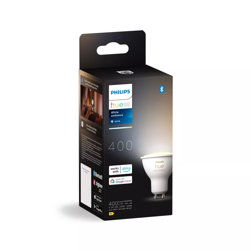 Philips Hue balta ambience GU10 – viedais prožektors, viedā spuldze, Bluetooth/Zigbee, balta, LED, GU10, GU10