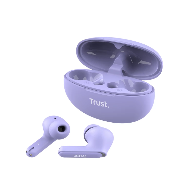 Trust Yavi austiņas True Wireless Stereo (TWS) Ievietojamās Zvani/Mūzika USB Type-C Bluetooth Violetas