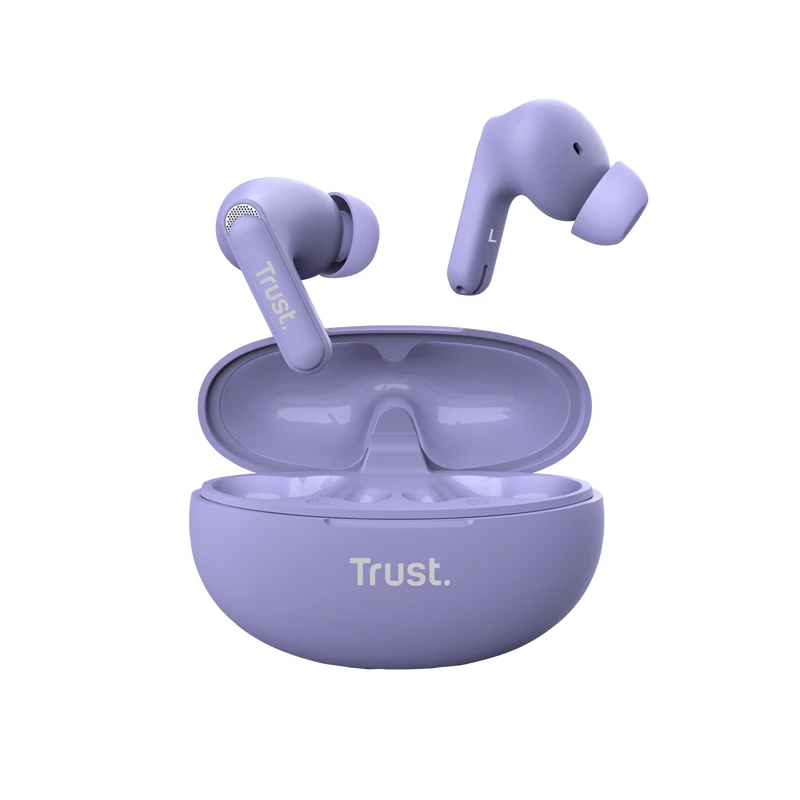 Trust Yavi austiņas True Wireless Stereo (TWS) Ievietojamās Zvani/Mūzika USB Type-C Bluetooth Violetas