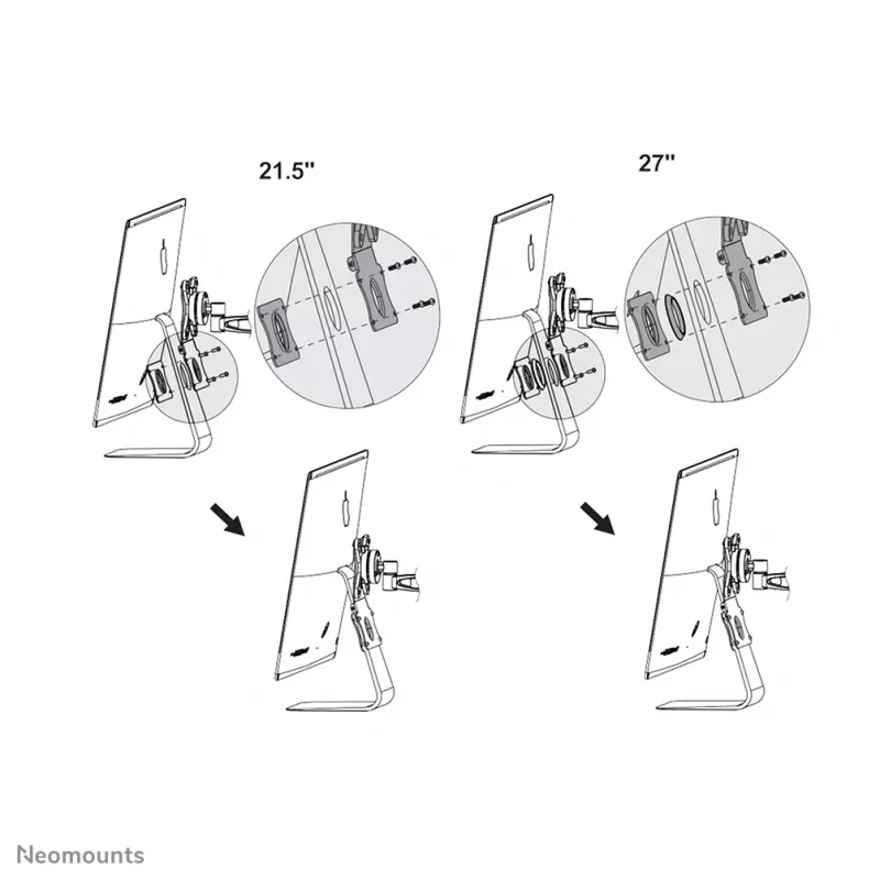 Neomounts FPMA-VESAMAC2127 iMac VESA adaptera plāksne, 21,5-27 collas, VESA 75x75 / 100x100 mm, maks. 15 kg, tērauda, 730 g, sudraba krāsā