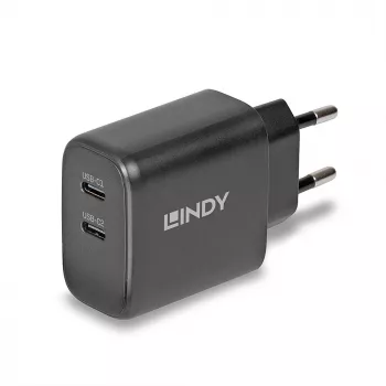 Lindy 65W USB 2 x Type C GaN lādētājs 73438