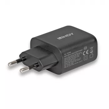 Lindy 65W USB 2 x Type C GaN lādētājs 73438