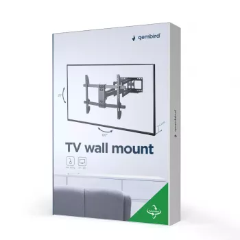 Sienas TV stiprinājums Gembird WM-80ST-02 — fiksēts/noliecams, 37 collas–80 collas, VESA līdz 600x400, 60 kg, melns