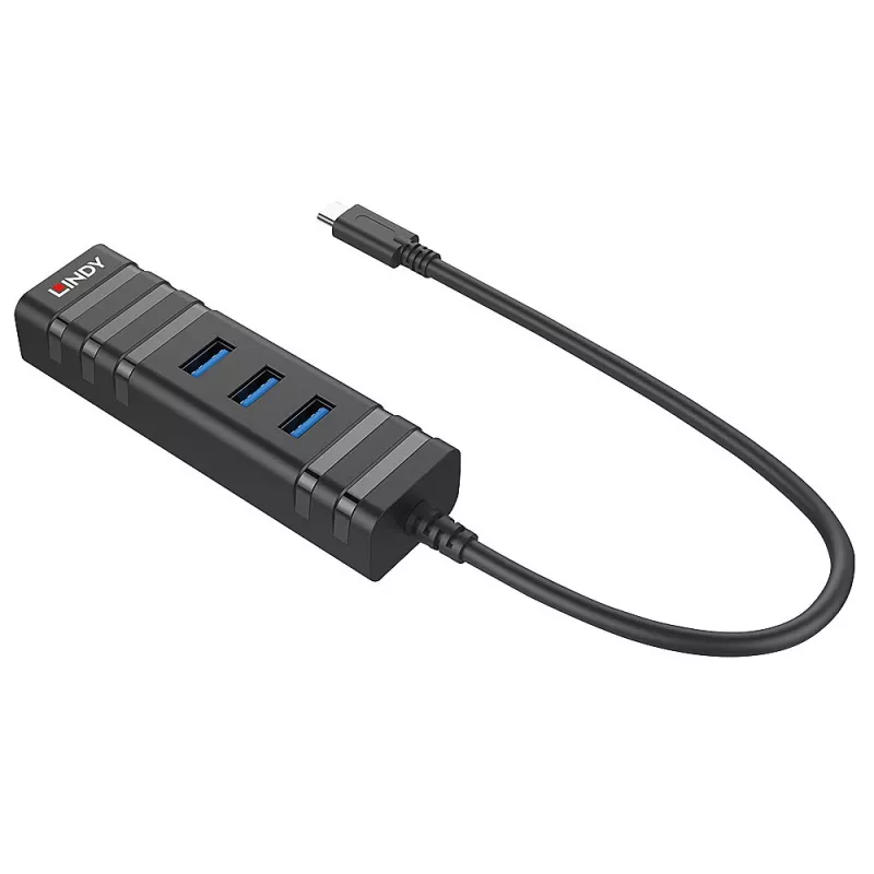 Lindy USB 3.2 Type-C centrmezgls un gigabitu Ethernet pārveidotājs