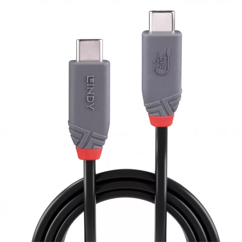 Lindy 0.8m USB 4 240W Type C kabelis, Anthra Line