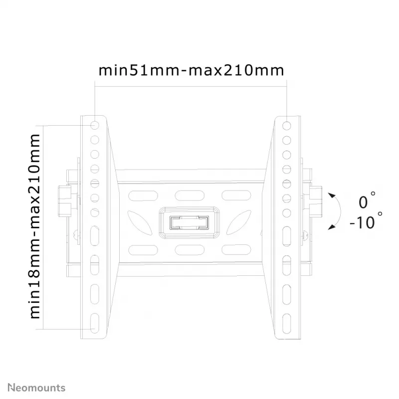 Neomounts LED-W220 TV sienas stiprinājums 22-40 collas - noliecams, 101.6 cm (40 collas), 100 x 100 mm, 200 x 200 mm, 0 - 10°, Tērauds, Melns