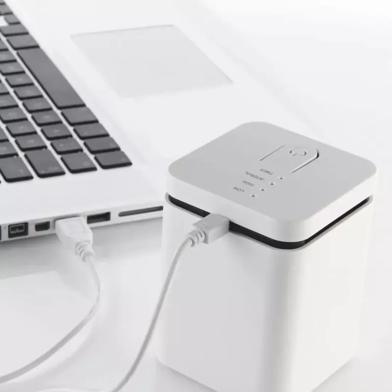 Iztvaikojošs aromātu difuzors Stylies ELARApelēka līdz 25 m² — maiņstrāva / baterijas / USB, 2 h taimeris, 1,3 W, 74×74×100 mm, pelēks