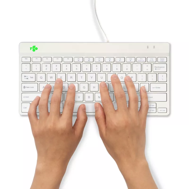 R-Go Tools Ergonomic tastatūra R-Go Compact Break, kompakta klaviatūra ar pārtraukumu programmatūru, QWERTY (US), vadu savienojums, balta